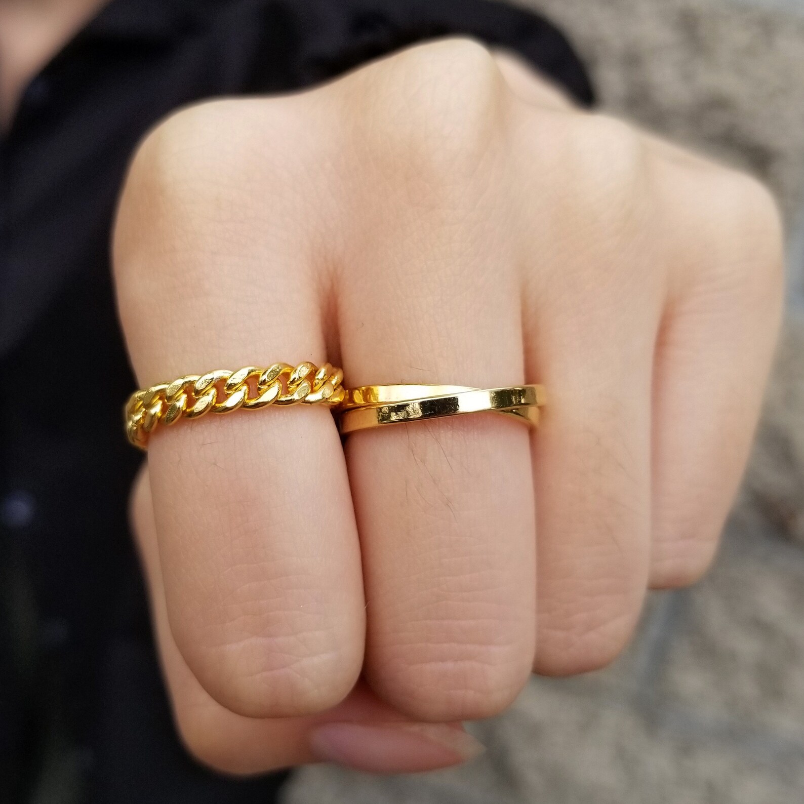 Chain Ring Chain Link Ring Cuban Chain Ring Statement Ring Etsy