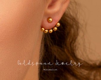 Ear Jacket - Front and Back Earrings - Ball Ear Jackets - Gold Ear Jacket Earrings - Ball Earrings - Statement Earrings - HOLLS EAR JACKETS