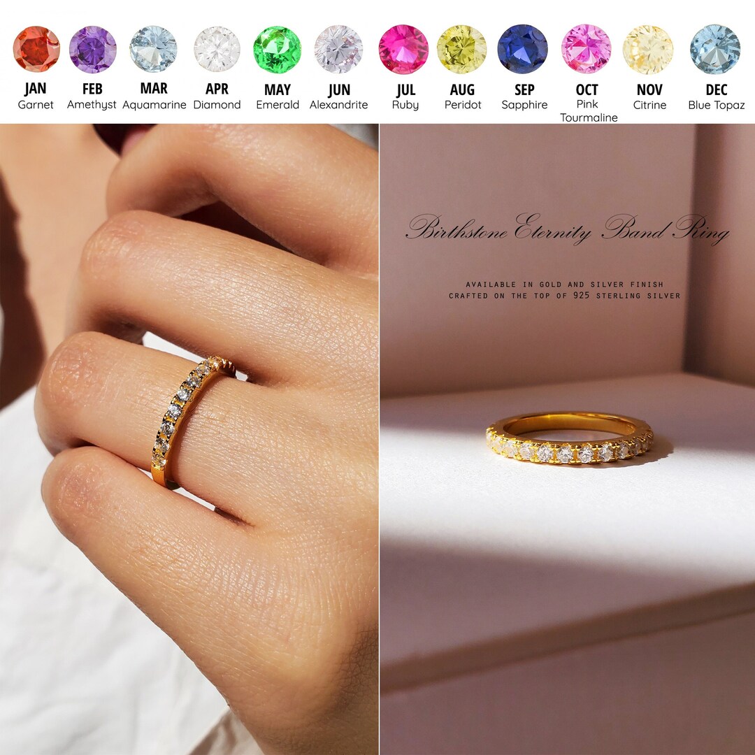 Eternity Ring, Band Ring, Birthstone Ring, Gemstone Ring, Stacking Ring
