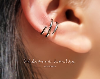 Ear Cuff - Ear Cuff de triple banda - Ear Cuff delicado - Pendientes atrevidos - Ear Cuff sin perforación - Piercing falso de hélice - SKY EAR CUFF
