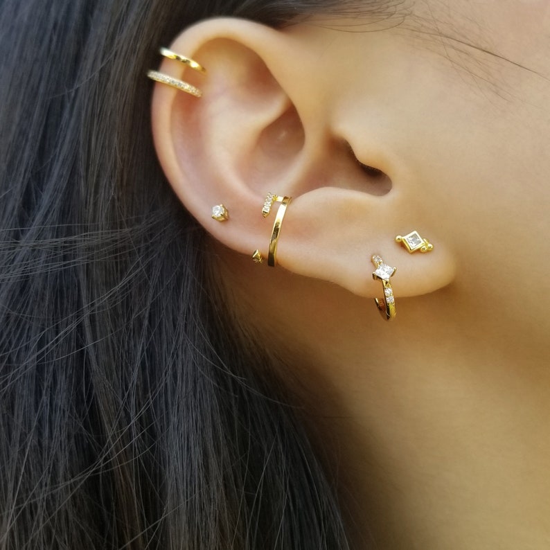 Tiny Stud Earrings, Crystal Stud Earrings, 2 mm Stud Earrings, Dainty Gold Stud Earrings, Small CZ Earrings, Minimalist Earrings,AMINA STUDS image 9
