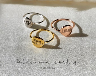 Bague prénom - Bague initiale - Bague gravée - Bague lettre - Chevalière - Bague fine - Bague minimaliste - Bague délicate - BAGUE AITANA