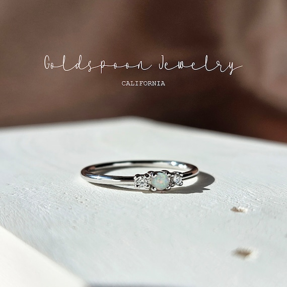 Opal Ring - Thin Ring - Dainty Ring - Silver Ring - Stackable Ring - Everyday Ring - Gemstone Ring - Bridesmaid Gift - ROXANA RING