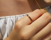 玄関先迄納品 Black Ring, Onyx Ring, Band Stone Ring Minimalist Ring, アクセサリー