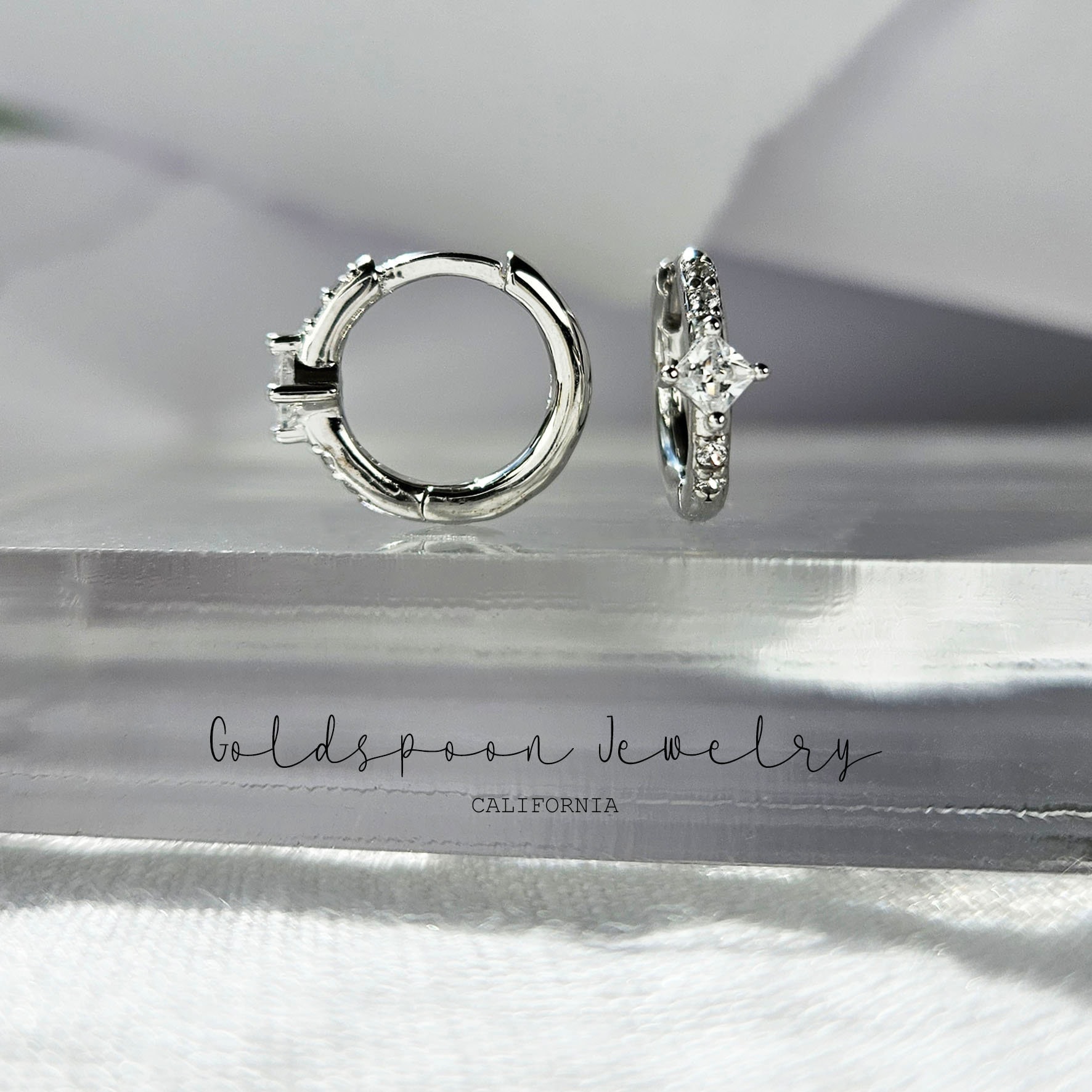 Huggie Earrings - Silver Earrings - Silver Hoop Earrings - Everyday Earrings - Dainty Earrings - Silver Hoops - Cz Hoops - DANA EARRINGS