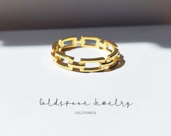 Kettenring – Kettengliederring – Statement-Ring – zierlicher Ring – minimalistischer Ring – Stapelring – zarter Ring – Goldring – SUTTON-RING