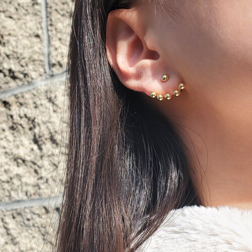 Ear Jacket Front and Back Earrings Ball Ear Jackets Gold Etsy