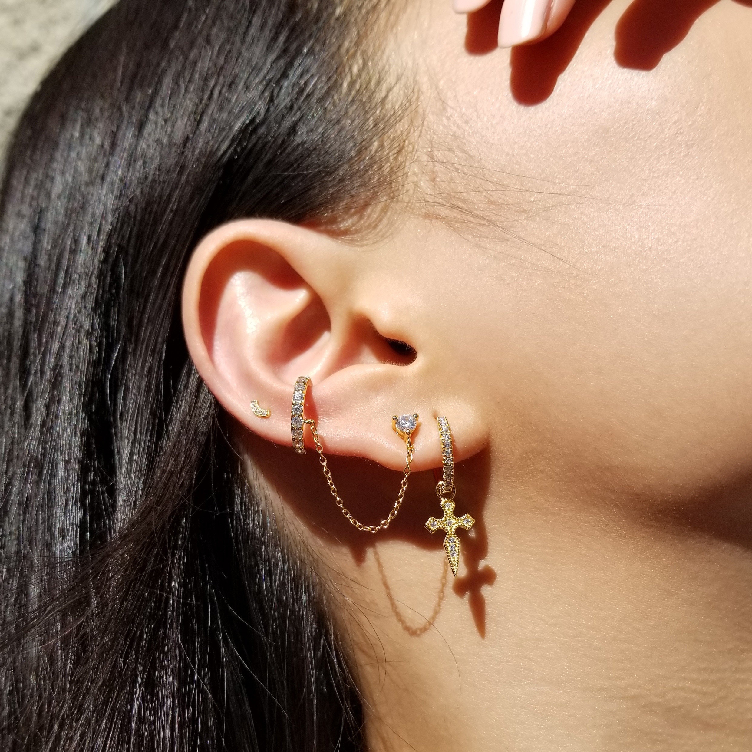 Chain Cuff Earrings Gold Ear Cuff Ear Cuff Earrings Ear -  Denmark