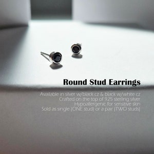 Round earrings - Circle earrings - Tragus studs - Black earrings - Silver stud earrings - Geometric earrings - Tiny studs