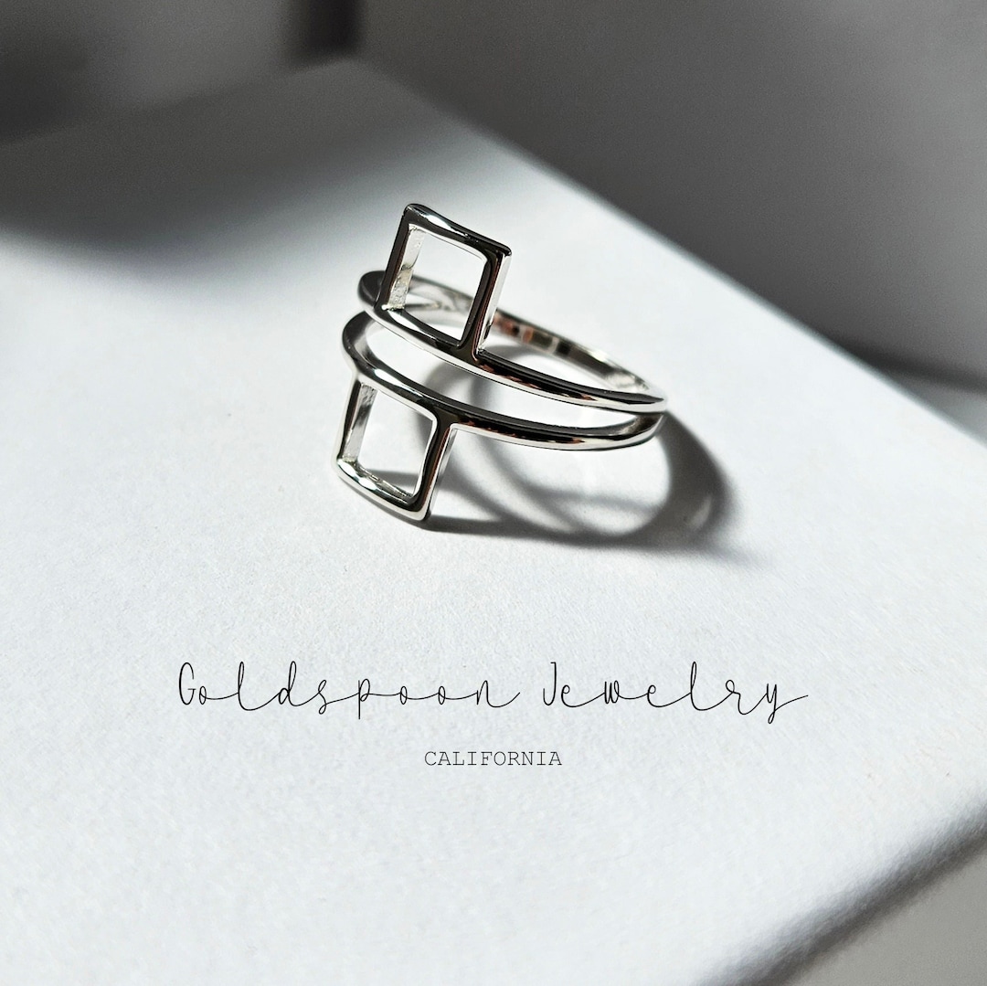Square Ring - Geometric Ring - Statement Ring - Minimalist Ring ...
