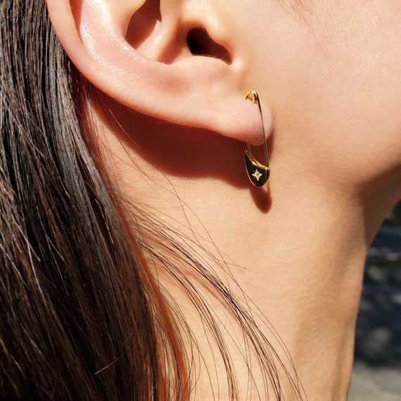 ASOS DESIGN pack of 2 safety pin earrings in gold tone | ASOS
