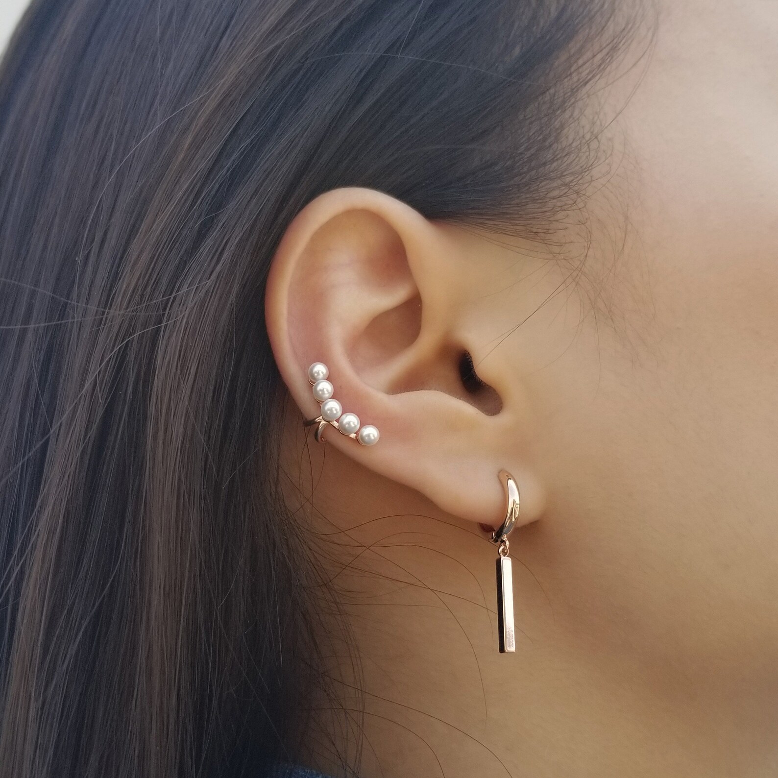Gold Ear Cuff Pearl Ear Cuff Rose Gold Ear Cuff Dainty Ear Etsy
