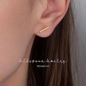 Bar Earrings - Bar Stud Earrings - Minimalist Earrings - Gold Stud Earrings - Conch Studs - Tragus Studs - Helix Studs - JOY EARRINGS
