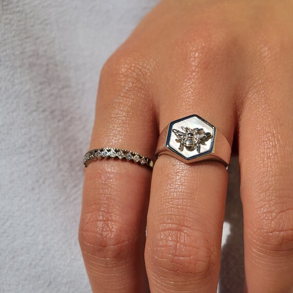 Bee Ring Hexagon Ring Chunky Ring Geometric Ring Mother of