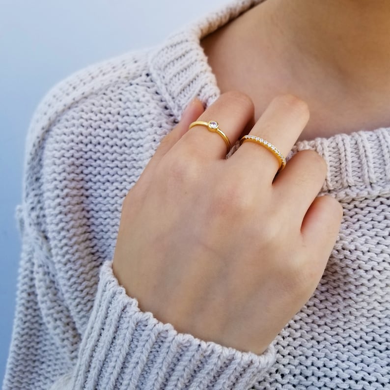 Dainty Ring Thin Cubic Ring Sterling Silver Ring Minimalist Ring Thin Ring Wedding Ring BLAKELY RING Band Ring Engagement Ring