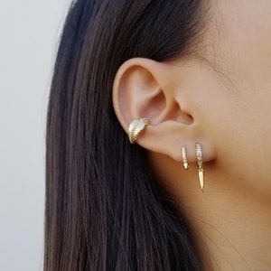 Spike Earrings, Small Huggie Hoop Earrings, Cubic Hoop Earrings, Tiny Gold Hoop Earrings, Spike Cubic Earrings, Dainty Hoops, ALEXA EARRINGS image 6