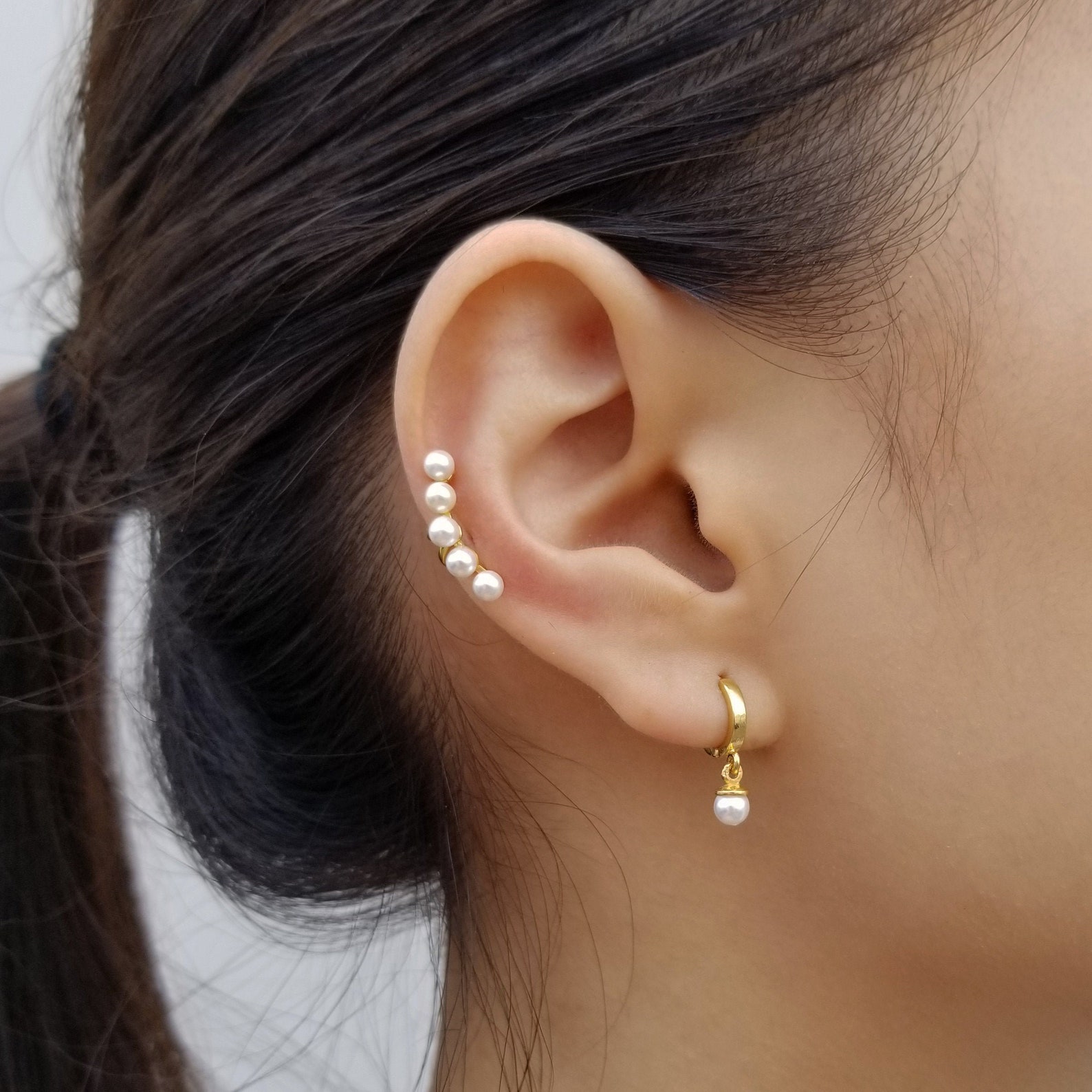 Gold Ear Cuff Pearl Ear Cuff Rose Gold Ear Cuff Dainty Ear Etsy