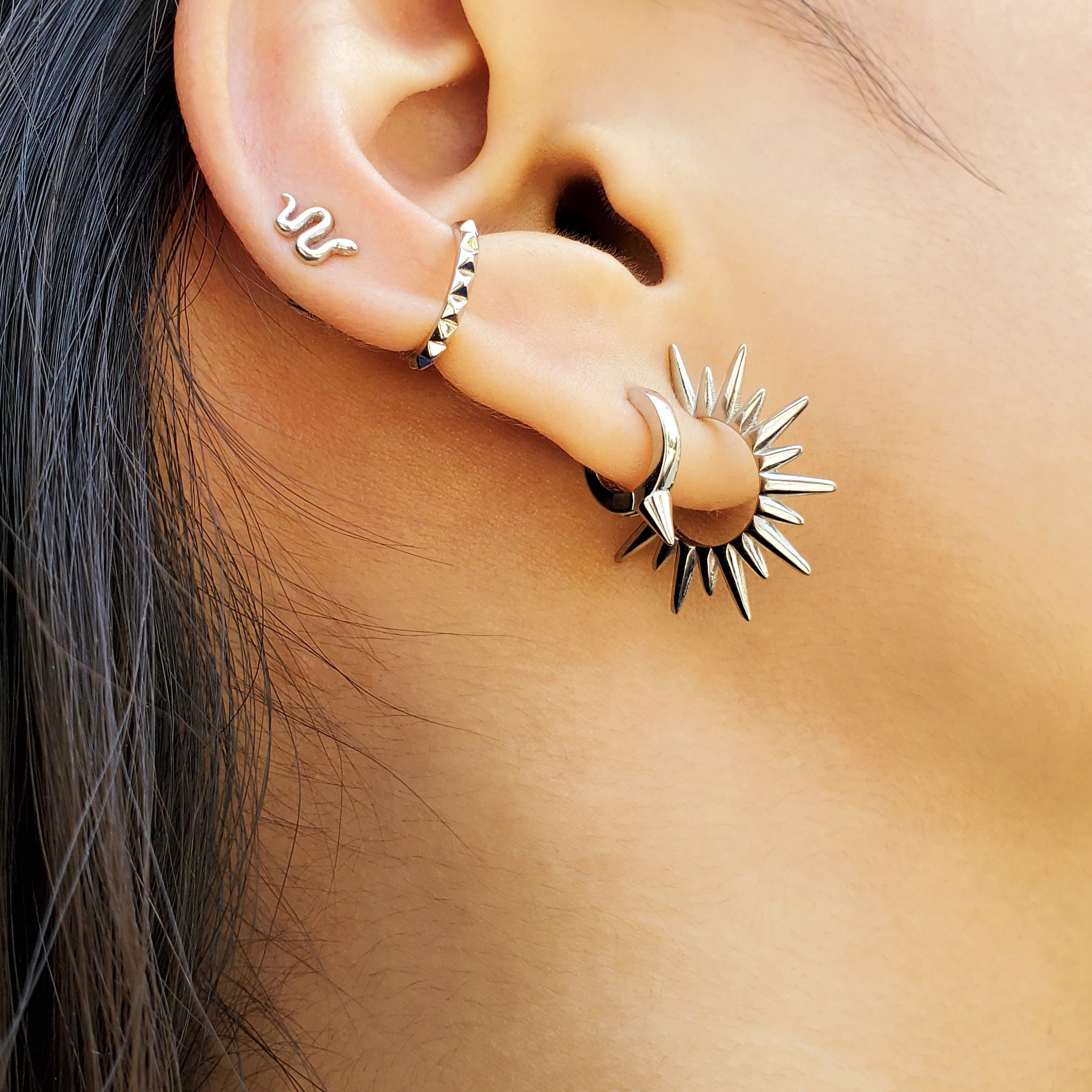 Silver Statement Spike Stud Earrings main image 1