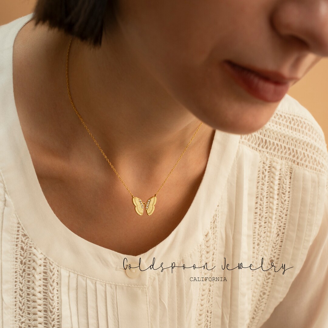 Butterfly Necklace Butterfly Jewelry Gold Necklace Charm Necklace