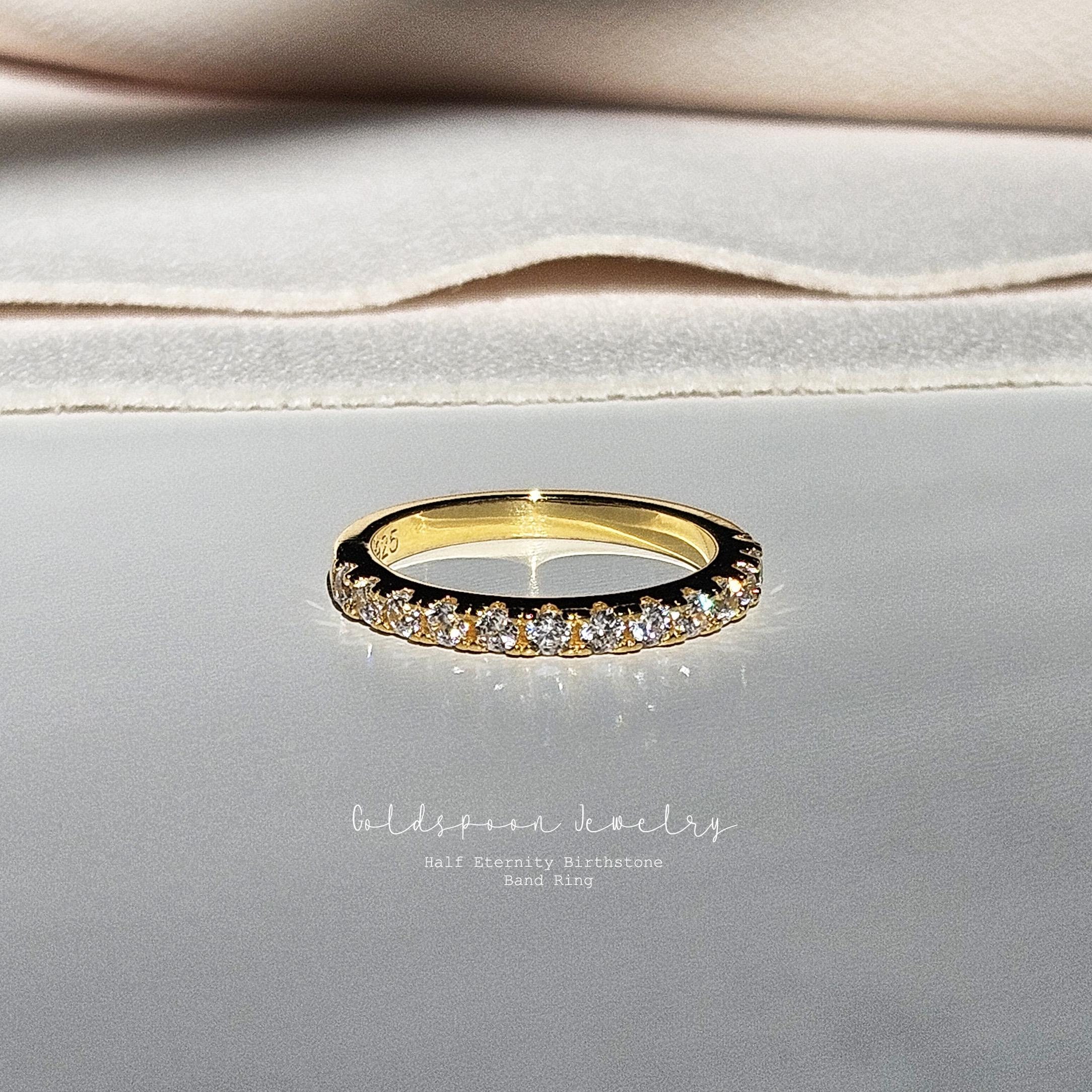 Birthstone Band Ring - Half Eternity Ring - Wedding Ring - Everyday Ring - Stacking Ring - Dainty Ring - Minimalist Ring - BREANNA RING