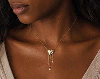 Melting heart pendant necklace - Minimalist statement jewelry - Gift for her - Light weight - SASHA