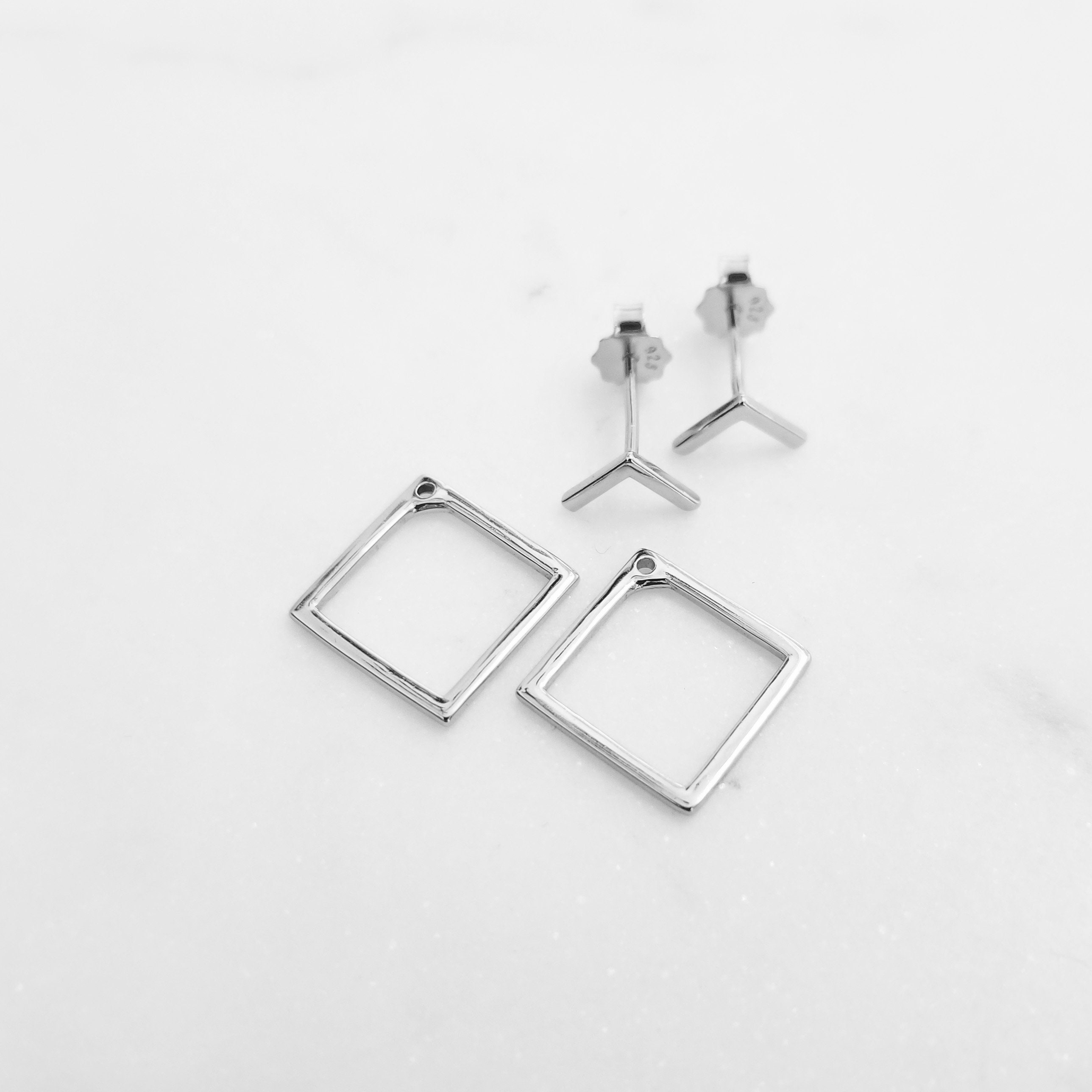 Ear Jacket Ear Jacket Earrings Geometric Ear Jackets Square Etsy