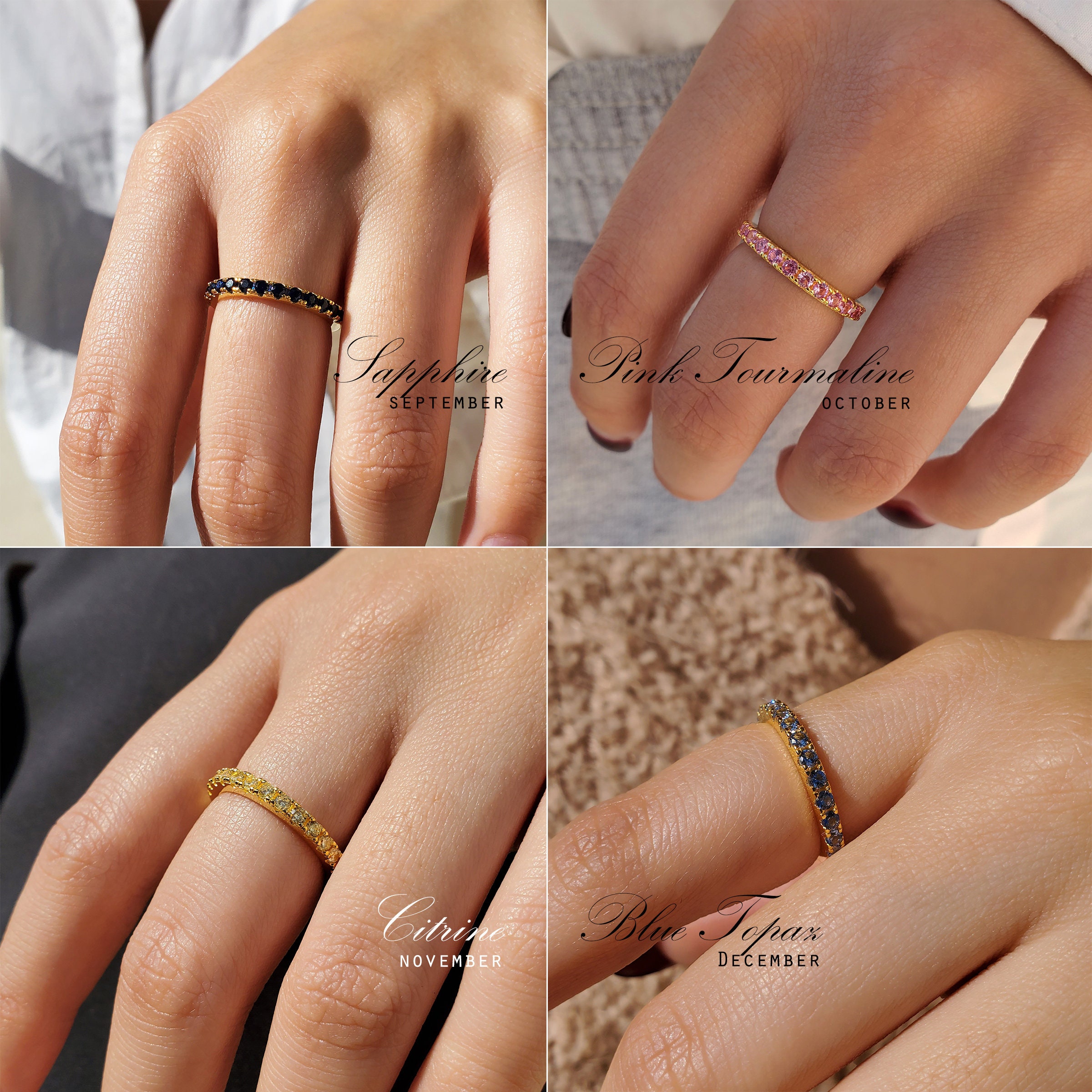 Birthstone Band Ring - Half Eternity Ring - Wedding Ring - Everyday Ring - Stacking Ring - Dainty Ring - Minimalist Ring - BREANNA RING