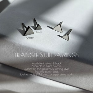 Triangle earrings - Black studs - Silver stud earrings - Cartilage earrings - Geometric earrings - Dainty earrings - Jewelry gifts