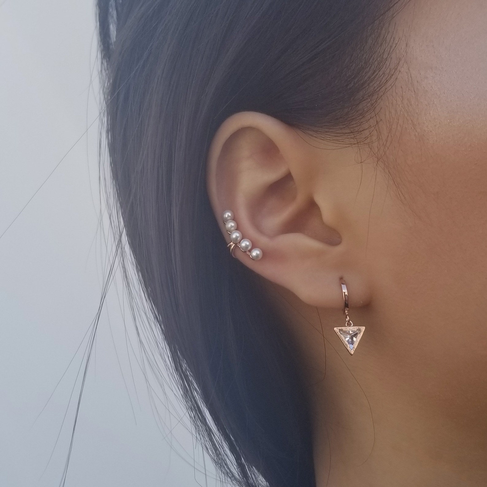 Gold Ear Cuff Pearl Ear Cuff Rose Gold Ear Cuff Dainty Ear Etsy