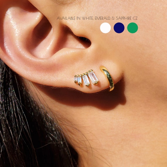 Baguette Earrings Baguette Stud Earrings Geometric Earrings