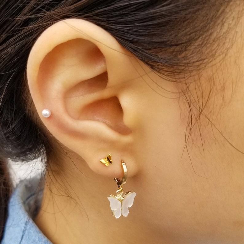 Butterfly Stud Earrings Butterfly Earrings Tiny Gold Stud Etsy