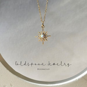 Opal Necklace - Star necklace - Opal star necklace - Wedding necklace - Minimalist necklace - Pendant necklace -Gold necklace-ELOKA NECKLACE
