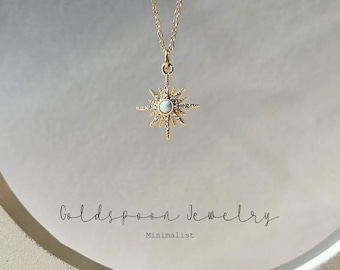 Opal Necklace - Star necklace - Opal star necklace - Wedding necklace - Minimalist necklace - Pendant necklace -Gold necklace-ELOKA NECKLACE