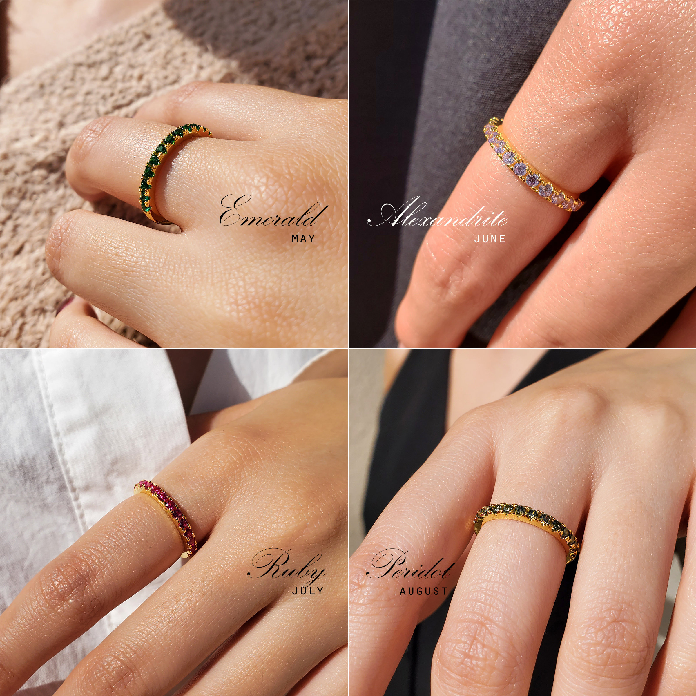 Birthstone Band Ring - Half Eternity Ring - Wedding Ring - Everyday Ring - Stacking Ring - Dainty Ring - Minimalist Ring - BREANNA RING