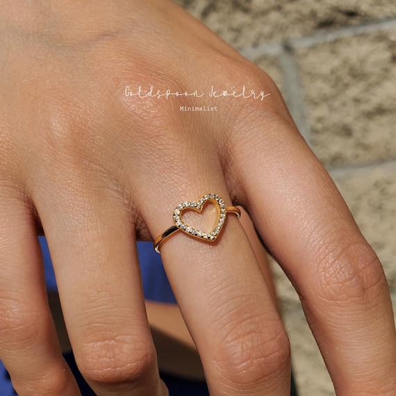 Heart Ring, Love Ring, Gold Ring, Dainty Ring, Bridesmaid Gifts