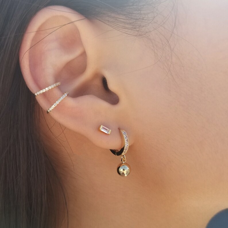 Ball Dangle Earrings Ball Drop Hoop Earrings Gold Dangle Etsy