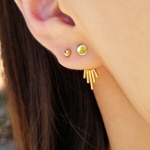 Vorder- und Rückseite Ohrringe, Spike Ohrringe, Spike Ohr Jacken, Gold Ohr Jacken, Minimalistische Ohrringe, trendige Ohrringe, JAELYN EAR JACKETS Bild 2