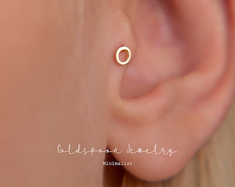 Labret con rosca interna de 18G/16G - Pendientes en forma de O - Perno para cartílago - Perno para trago - Perno para caracola - Perno para labio con parte posterior plana - PENDIENTES SCOUT