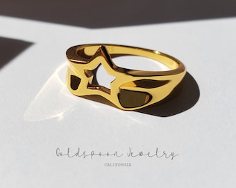 Star Ring - Signet Ring - Star Signet Ring - Celestial Jewelry - Chunky Ring - Statement Ring - Gold Ring - SUZY RING