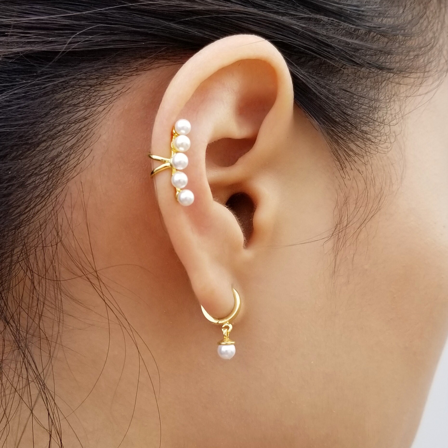Gold Ear Cuff Pearl Ear Cuff Rose Gold Ear Cuff Dainty Ear Etsy