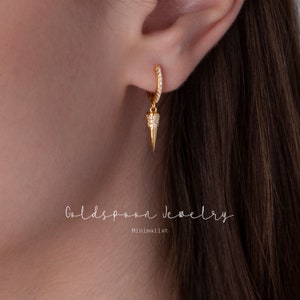 Spike earrings - Gold hoop earrings - Dangle earrings - Spike huggie earrings - Everyday earrings - Edgy earrings - ALEXIS EARRINGS