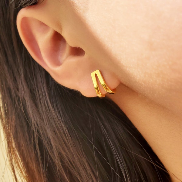 Ear jacket earrings, Geometric earrings, minimalist earrings, Cartilage Earrings, Dainty Earrings, FLORA EARRINGS