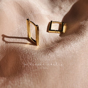 Rectangle Earrings - Rectangle Hoop Earrings - Geometric Earrings - Everyday Earrings - Bar Earrings - Gold Hoops - JELINA EARRINGS