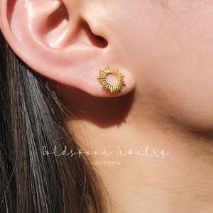 Sun Earrings - Gold Stud Earrings - Dainty Earrings - Celestial Earrings - Sun Burst Earrings - Everyday Earrings - KALEE EARRINGS