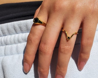 nach コッカトゥー リング　美品♡ Onyx Ring - Hexagon Ring - Silver Ring - Black Cz Ring