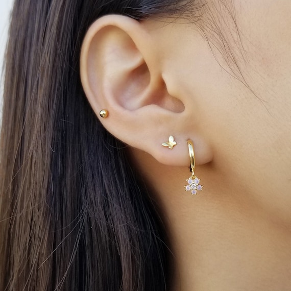 Mini Wildflower Drop Hoop Earrings Mini Wildflower Drop Hoop Earrings