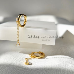 Chain Drop Earrings - Dainty Earrings - Dangle Hoop Earrings - Minimalist Earrings - Wedding Earrings - Gold Earrings - BEATRICE EARRINGS