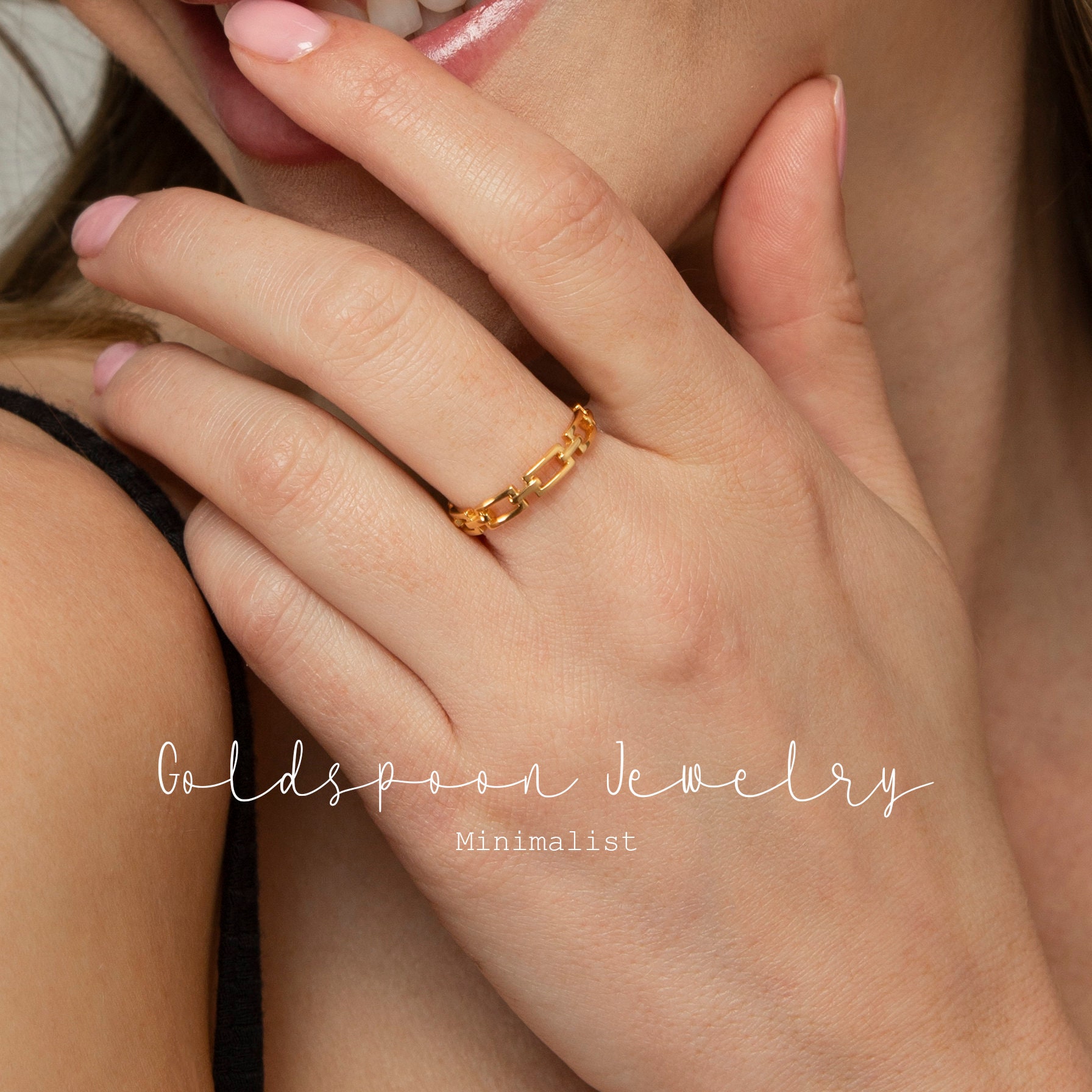 Chain Ring - Chain Link Ring - Statement Ring - Dainty Ring - Minimalist Ring - Stacking Ring - Delicate Ring - Gold Ring - SUTTON RING