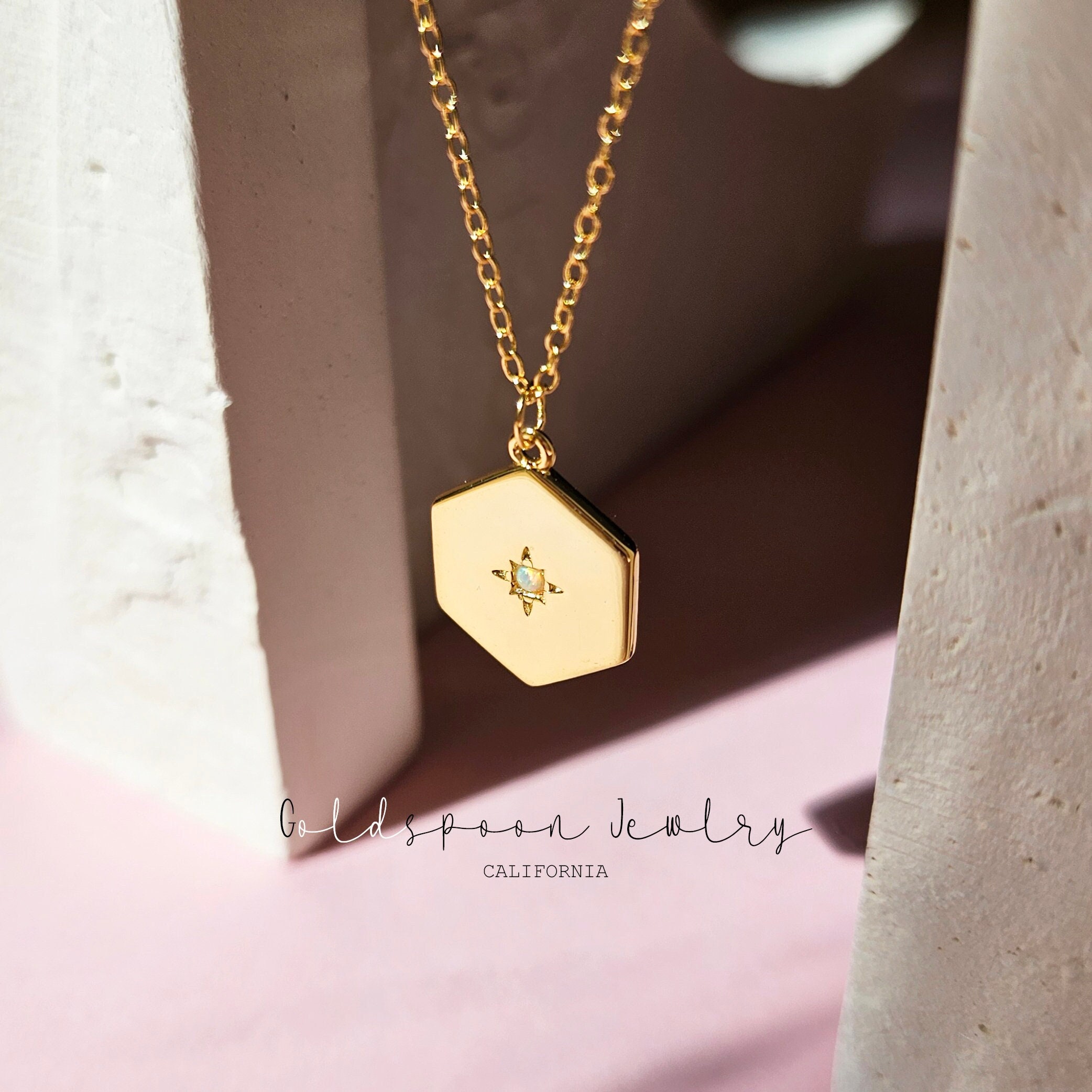 Gold California Hexagon Necklace Gold California Hexagon Necklace