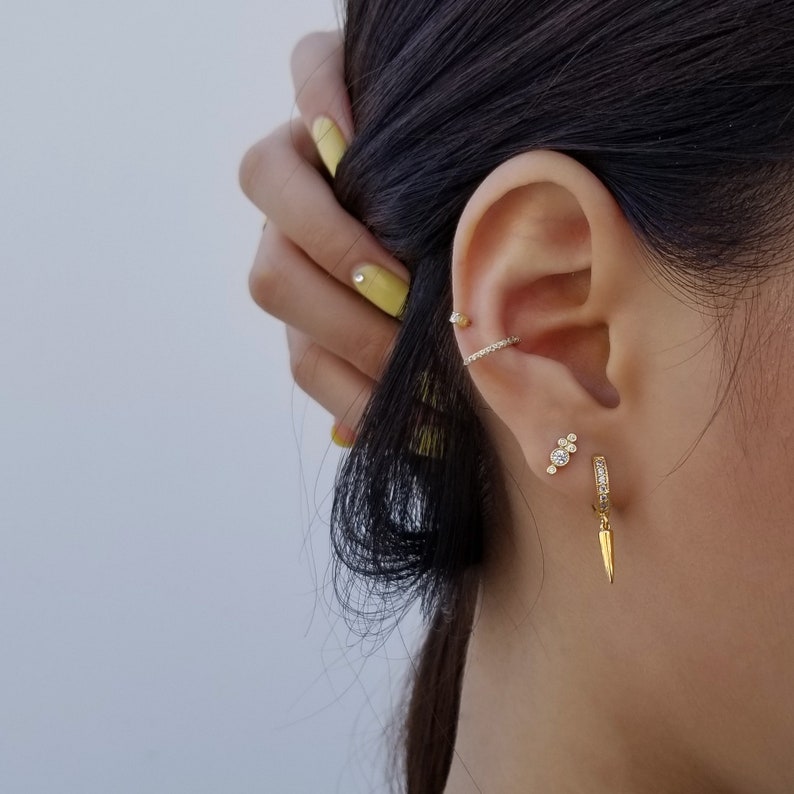 Spike Earrings, Small Huggie Hoop Earrings, Cubic Hoop Earrings, Tiny Gold Hoop Earrings, Spike Cubic Earrings, Dainty Hoops, ALEXA EARRINGS image 4